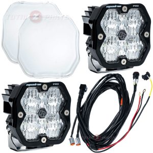 Baja Designs® Squadron 2.0 Pro LED Pair Clear Wide Cornering, Clear Guards, Wire Harness