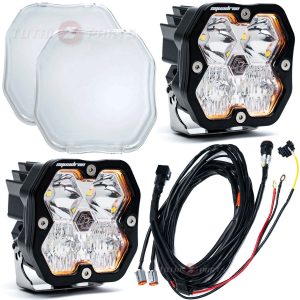 Baja Designs® Squadron 2.0 Sport LED Pair Clear Driving/Combo Lights, Clear Guards, Wiring