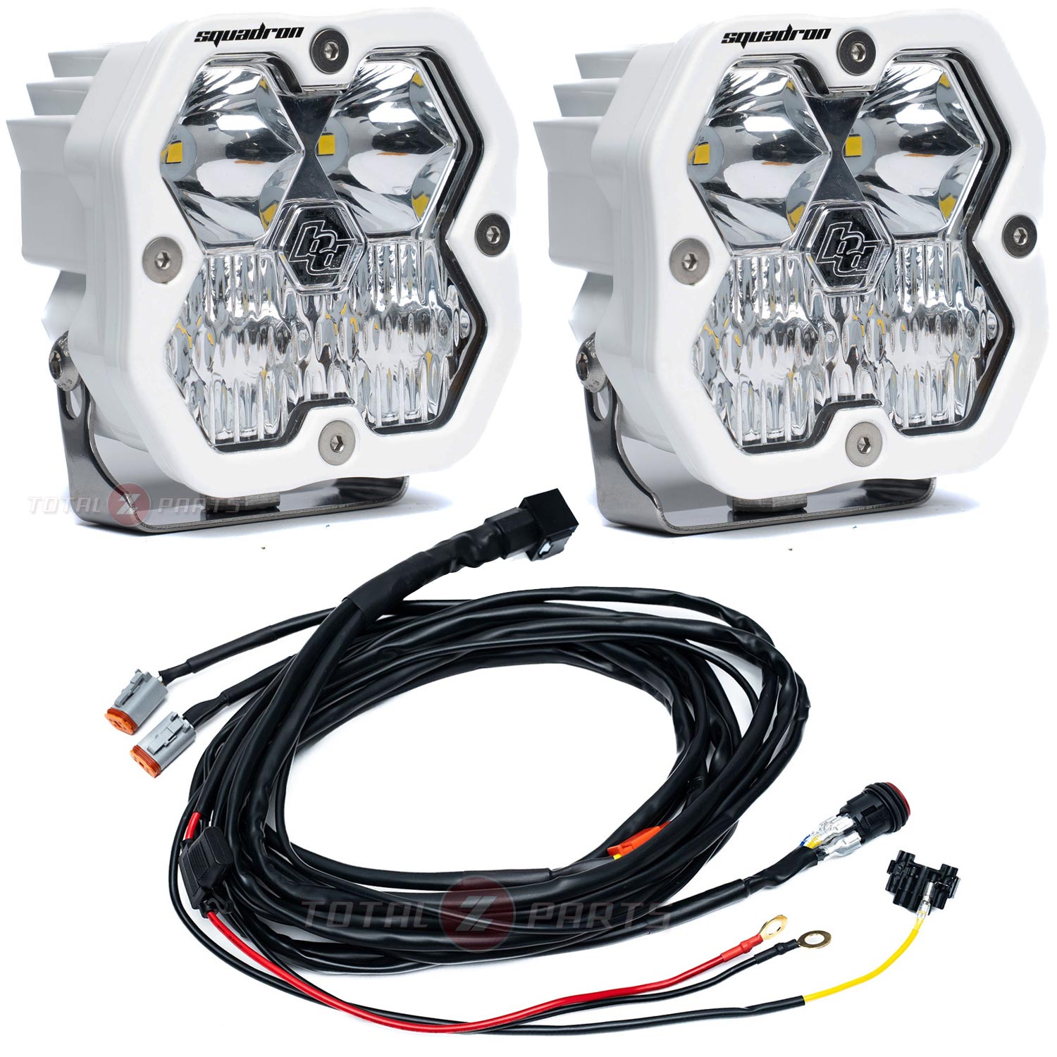 Baja Designs® Squadron 2.0 Sport White LED Clear Driving/Combo Lights Pair, Wiring
