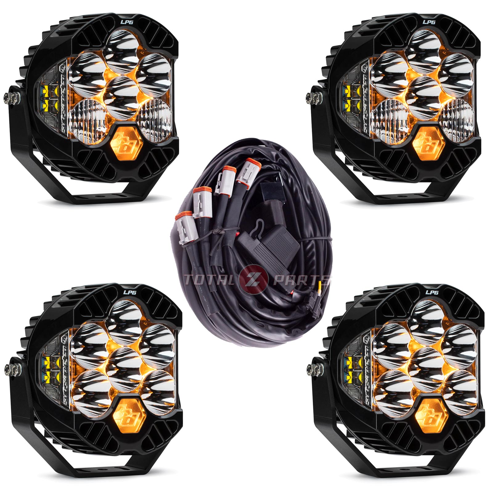 Baja Designs® 4x Clear LP6 Pro (2 Driving/Combo, 2 Spot) Lights & Upfitter Harness Baja Designs® 4x Clear LP6 Pro (2 Driving/Combo, 2 Spot) Lights & Upfitter Harness