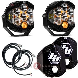 Baja Designs® LP6 Pro Pair LED Clear Driving/Combo Lights, Controller Wiring, Rock Guards