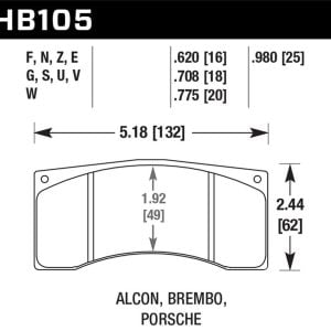 Hawk Perf® HPS Brake Pads for Alcon B-Type AP Racing Brembo Rotora HB105F.620 Hawk Perf® HPS Brake Pads for Alcon B-Type AP Racing Brembo Rotora HB105F.620