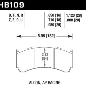 Hawk Perf® HPS Brake Pads for Alcon TA6 Advantage 6 AP Racing CP5060 HB109F.710 Hawk Perf® HPS Brake Pads for Alcon TA6 Advantage 6 AP Racing CP5060 HB109F.710
