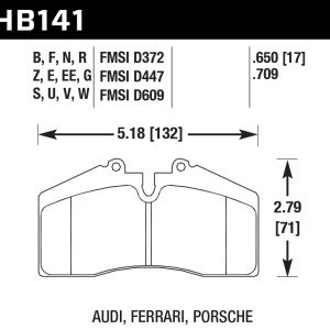 Hawk Perf® HPS 5.0 Front Rear Brake Pads for 1986-1998 911 928 968 HB141B.650 Hawk Perf® HPS 5.0 Front Rear Brake Pads for 1986-1998 911 928 968 HB141B.650