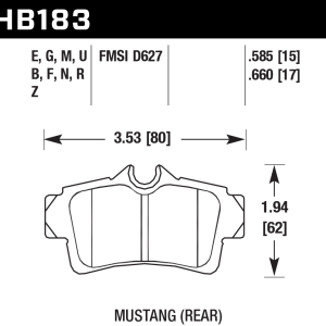 Hawk Perf® HPS 5.0 Rear Brake Pads for 1994-2004 Mustang Cobra HB183B.585 Hawk Perf® HPS 5.0 Rear Brake Pads for 1994-2004 Mustang Cobra HB183B.585