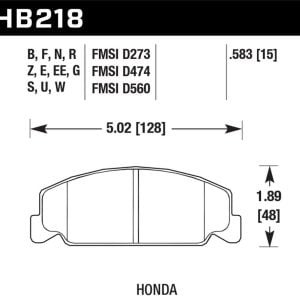 Hawk Perf® HP Plus Front Brake Pads for 1985-1992 Honda Accord HB218N.583 Hawk Perf® HP Plus Front Brake Pads for 1985-1992 Honda Accord HB218N.583