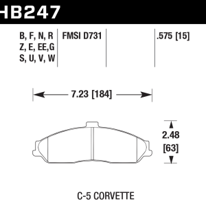 Hawk Perf® HPS 5.0 Front Brake Pads for 1997-2013 Corvette XLR HB247B.575 Hawk Perf® HPS 5.0 Front Brake Pads for 1997-2013 Corvette XLR HB247B.575