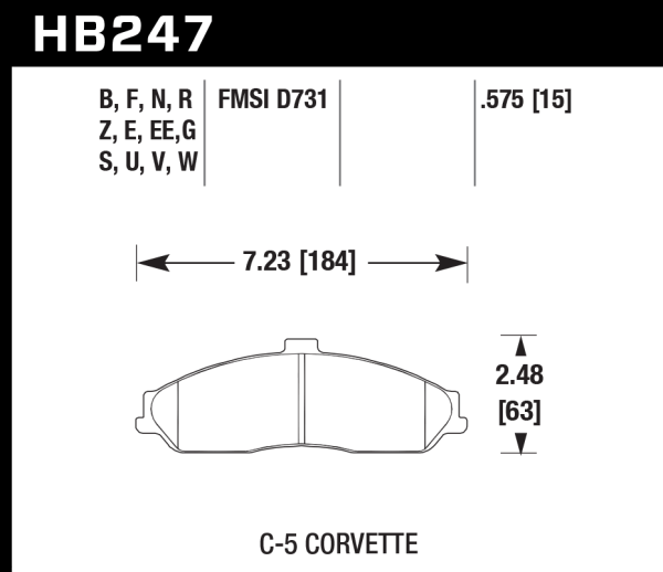 Hawk Perf® DTC-70 Front Brake Pads for 1997-2013 Corvette XLR HB247U.575 - Image 3