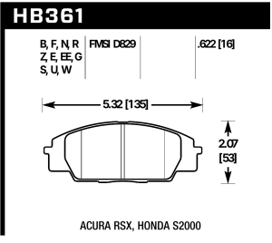 Hawk Perf® DTC-70 Front Brake Pads for 1999-2011 S2000 Civic Si RSX HB361U.622 - Image 3