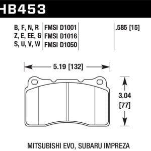 Hawk Perf® HP Plus Brake Pads for 2002-2021 Lancer Evo WRX STI Viper HB453N.585