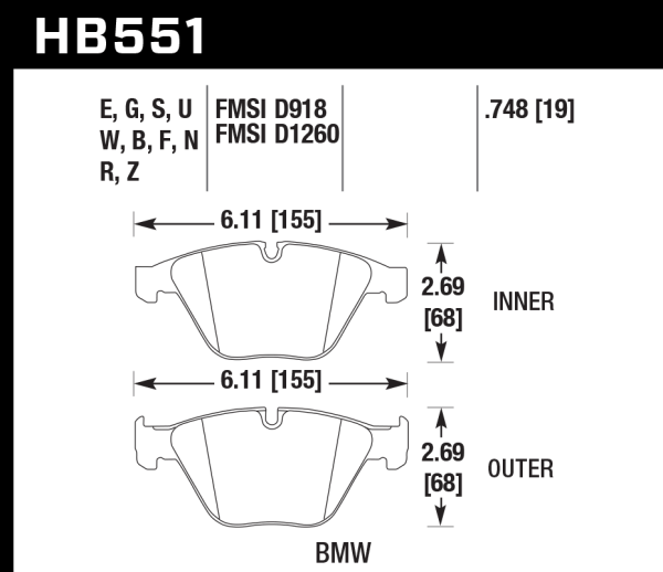 Hawk Perf® DTC-70 Front Brake Pads for 2002-2016 BMW 328i 335i M3 X1 HB551U.748 - Image 3