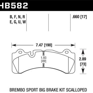 Hawk Perf® HPS Brake Pads for Brembo Caliper Family M Sparta 6P-A HB582F.660 Hawk Perf® HPS Brake Pads for Brembo Caliper Family M Sparta 6P-A HB582F.660