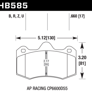 Hawk® Performance Ceramic Brake Pads for AP Racing CP6600 Caliper HB585Z.660 Hawk® Performance Ceramic Brake Pads for AP Racing CP6600 Caliper HB585Z.660