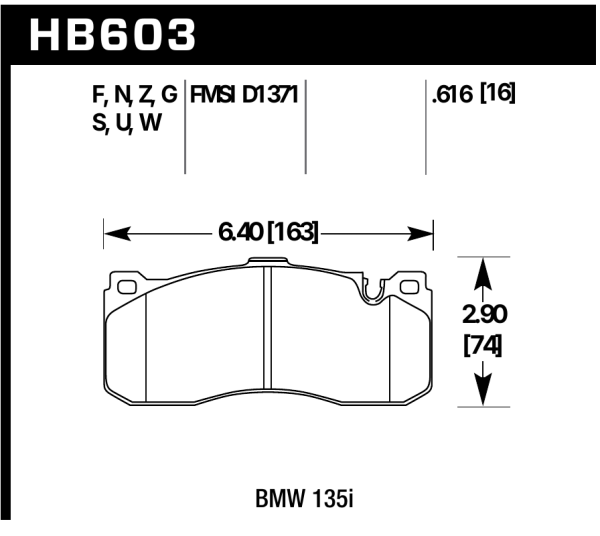 Hawk Perf® DTC-70 Front Brake Pads for 2008-2013 BMW 135i Cooper HB603U.616 - Image 3