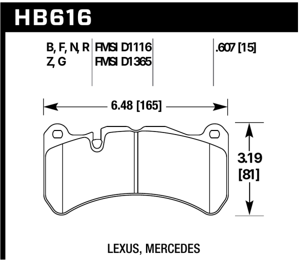 Hawk Perf® HPS Front Brake Pads for 2005-2019 IS F Giulia GT500 HB616F.607 - Image 3