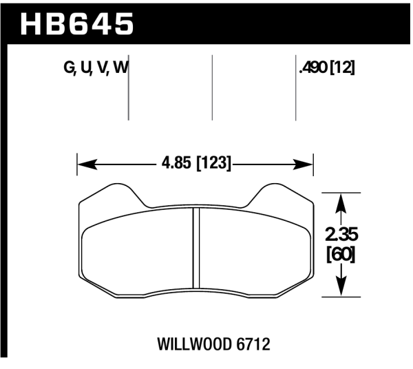 Hawk Perf® DTC-70 Brake Pads for Wilwood DynaPro 6A Type 6712 HB645U.490 - Image 3