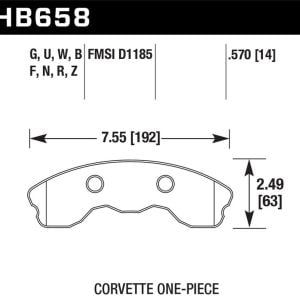 Hawk Perf® HP Plus Front Brake Pads for 2006-2008 Corvette Z06 HB658N.570 Hawk Perf® HP Plus Front Brake Pads for 2006-2008 Corvette Z06 HB658N.570