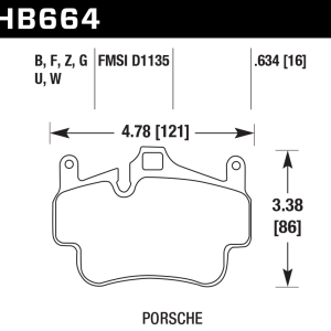 Hawk Perf® Ceramic Brake Pads for 2006-2017 911 Boxster Cayman HB664Z.634 Hawk Perf® Ceramic Brake Pads for 2006-2017 911 Boxster Cayman HB664Z.634