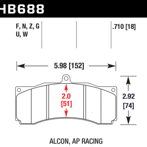 Hawk® Performance Ceramic Brake Pads for AP Racing Alcon Caliper HB688Z.710 Hawk® Performance Ceramic Brake Pads for AP Racing Alcon Caliper HB688Z.710