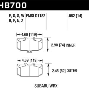 Hawk Perf® HP Plus Front Brake Pads for 2007-2011 Subaru Impreza WRX HB700N.562 Hawk Perf® HP Plus Front Brake Pads for 2007-2011 Subaru Impreza WRX HB700N.562