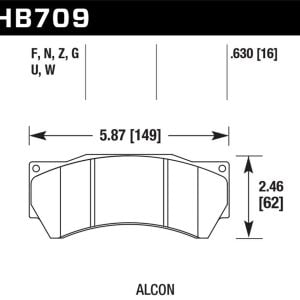Hawk Performance® HPS Brake Pads for Alcon Mono6 Caliper HB709F.630 Hawk Performance® HPS Brake Pads for Alcon Mono6 Caliper HB709F.630