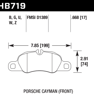 Hawk® Ceramic Brake Pads for 2008-2020 911 Boxster Cayman Cayenne HB719Z.668 Hawk® Ceramic Brake Pads for 2008-2020 911 Boxster Cayman Cayenne HB719Z.668