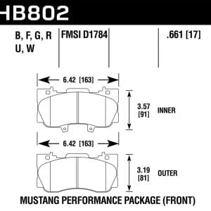 Hawk Perf® HPS 5.0 Front Brake Pads for 2015-2023 Mustang GT HB802B.661 Hawk Perf® HPS 5.0 Front Brake Pads for 2015-2023 Mustang GT HB802B.661