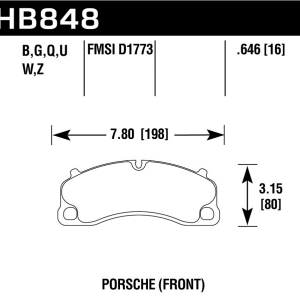 Hawk Perf® Ceramic Front Brake Pads for 2014-2020 911 GT3 Cayman GT4 HB848Z.646 Hawk Perf® Ceramic Front Brake Pads for 2014-2020 911 GT3 Cayman GT4 HB848Z.646