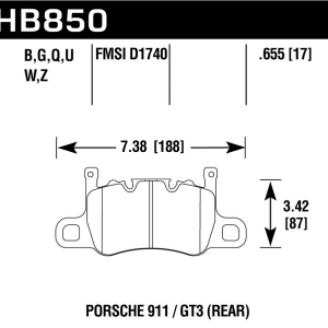 Hawk® Perf Ceramic Rear Brake Pads for 2014-2024 911 Cayman Panamera HB850Z.655 Hawk® Perf Ceramic Rear Brake Pads for 2014-2024 911 Cayman Panamera HB850Z.655