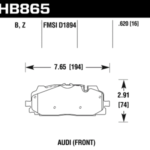 Hawk® Perf Ceramic Front Brake Pads for 2017-2025 Audi S4 S5 SQ5 RS5 HB865Z.620 Hawk® Perf Ceramic Front Brake Pads for 2017-2025 Audi S4 S5 SQ5 RS5 HB865Z.620