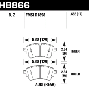 Hawk® Ceramic Rear Brake Pads for 2017-2021 A4 A5 A6 S4 S5 Q5 RS5 HB866Z.652 Hawk® Ceramic Rear Brake Pads for 2017-2021 A4 A5 A6 S4 S5 Q5 RS5 HB866Z.652