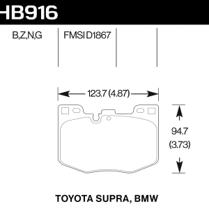Hawk Perf® Ceramic Front Brake Pads for 2016-2024 GR Supra Z4 X3 X5 HB916Z.740 Hawk Perf® Ceramic Front Brake Pads for 2016-2024 GR Supra Z4 X3 X5 HB916Z.740