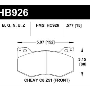 Hawk® Ceramic Front Brake Pads for 2020-2021 Corvette C8 Z51 CT4 CT5 HB926Z.577 Hawk® Ceramic Front Brake Pads for 2020-2021 Corvette C8 Z51 CT4 CT5 HB926Z.577