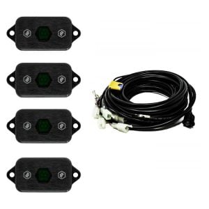 Baja Designs® Universal Green LED Rock Lights Kit (4 Lights) w/Wiring Harness